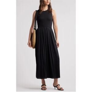 Nordstrom Black Sleeveless Mixed Media Dress - Medium (new)